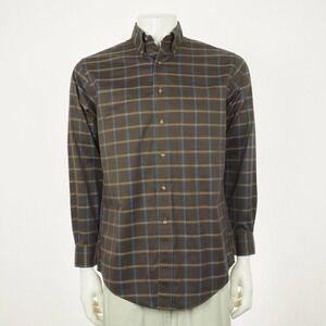 Brooks Brothers 346 Button Down Shirt Mens Small Brown Striped Non-Iron Cotton